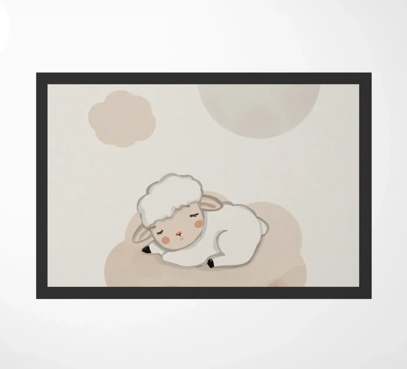 Sleeping Lamb on Cloud doormat by DesignDoodle
