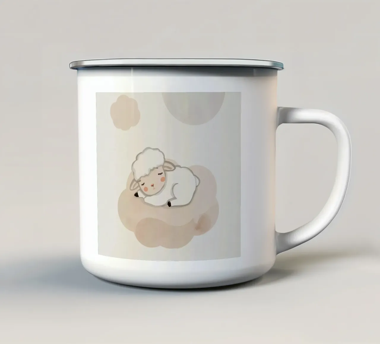 Agnello addormentato su una nuvola tazza in smalto da DesignDoodle