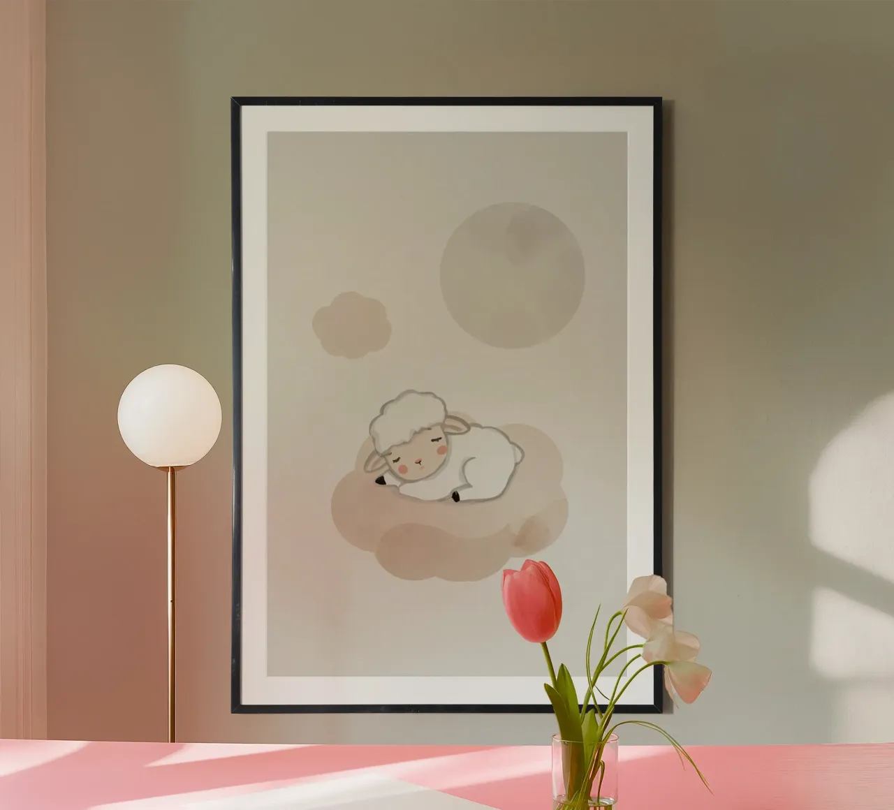 Agnello addormentato su una nuvola carta hahnemühle da DesignDoodle