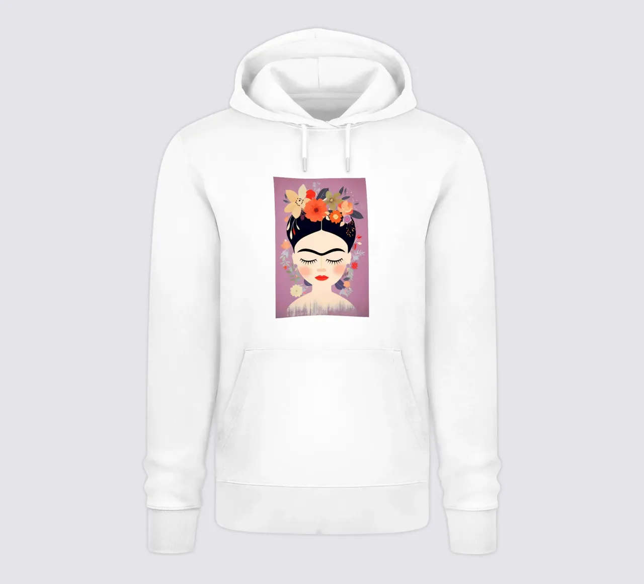 Floreale rosa tenue Frida felpa con cappuccio da Carinaprint