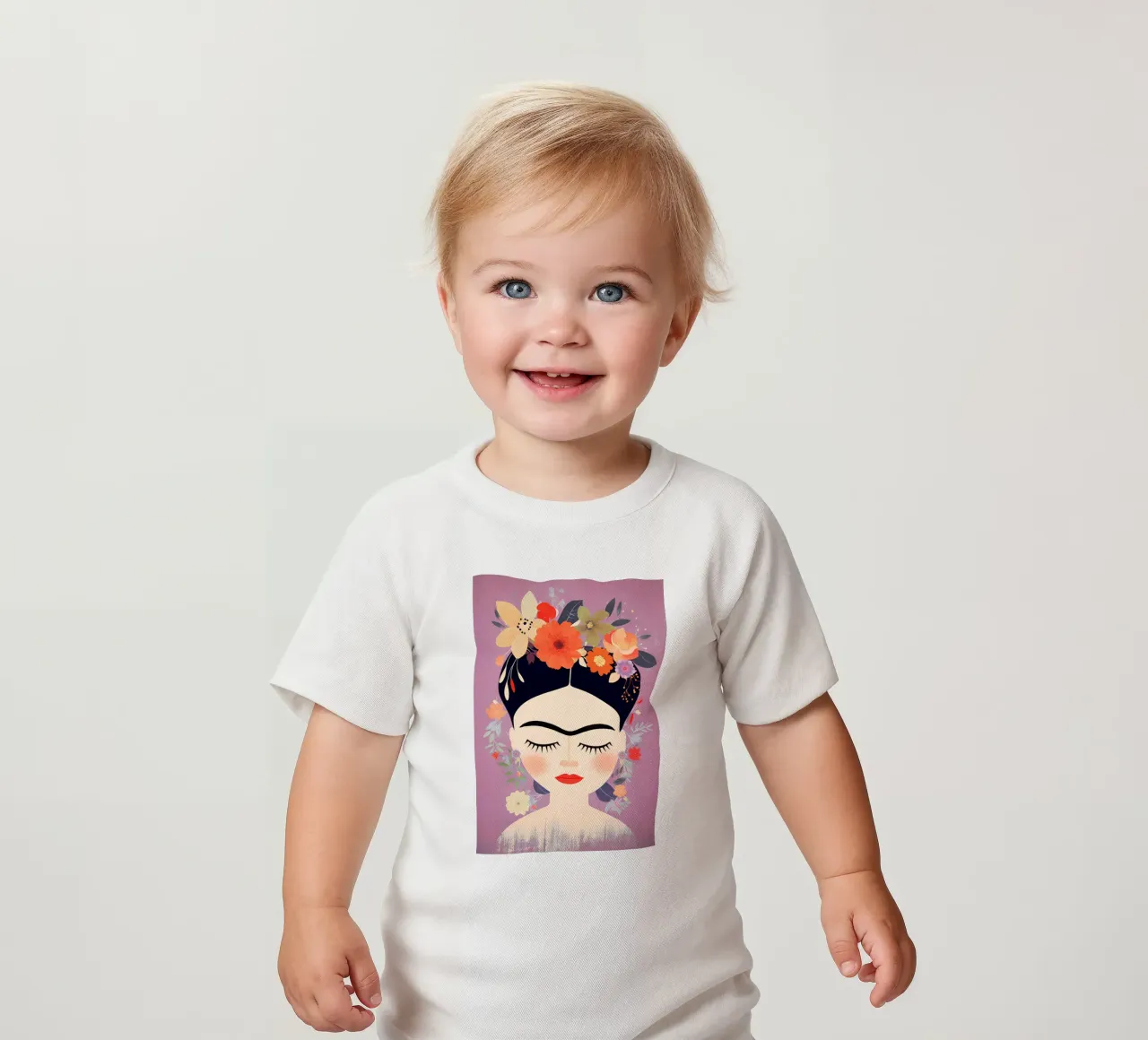 Fleuri Délicatement rose Frida t-shirt pour bébé de Carinaprint