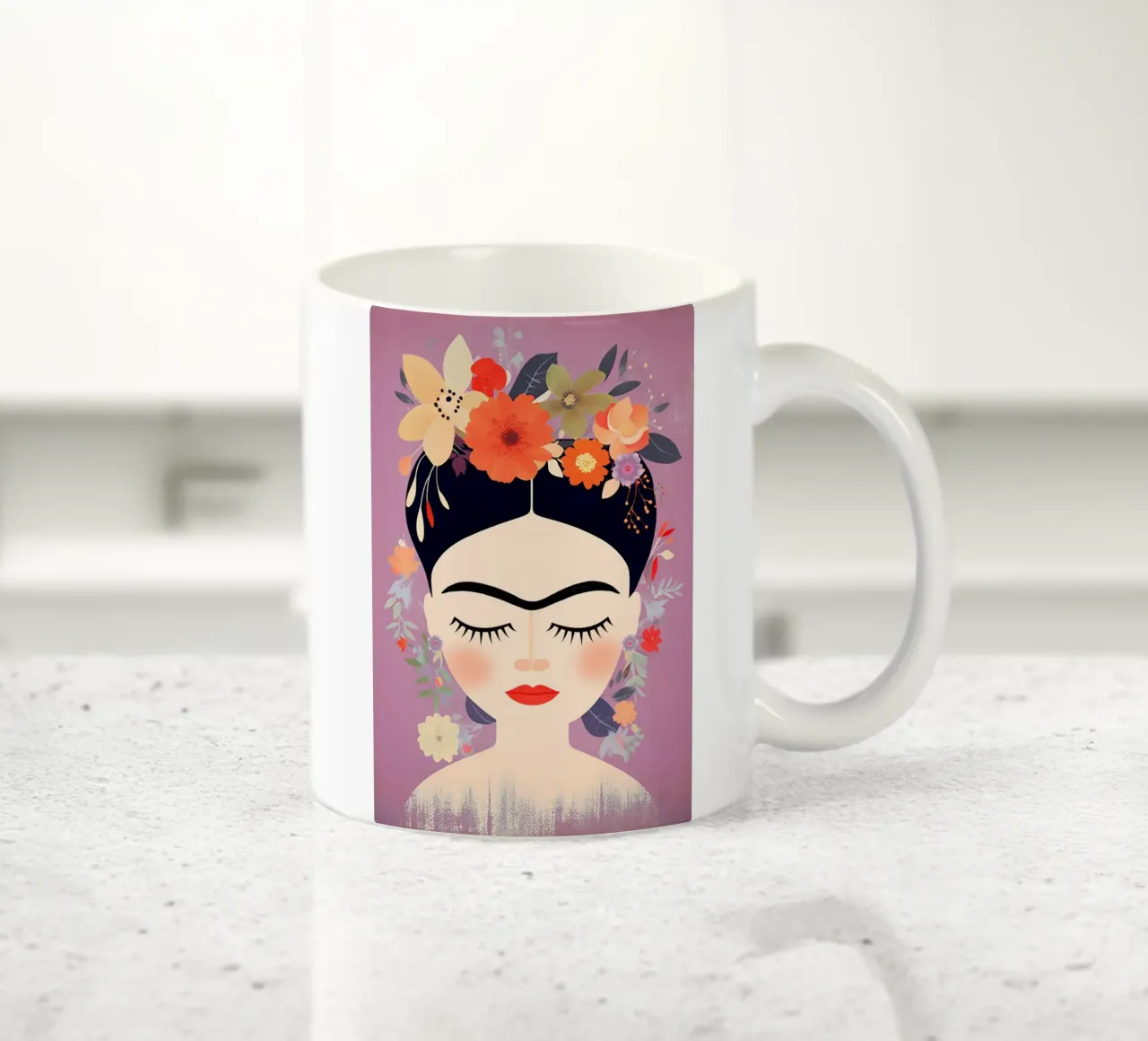 Floreale rosa tenue Frida tazza in ceramica da Carinaprint