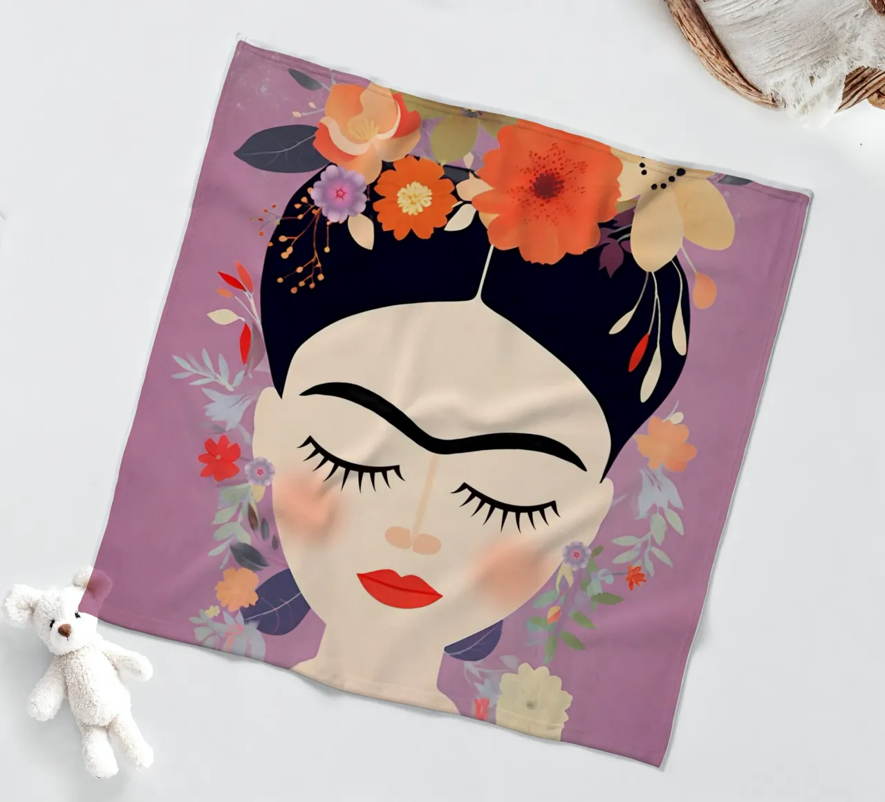 Fleuri Délicatement rose Frida plaid polaire de Carinaprint