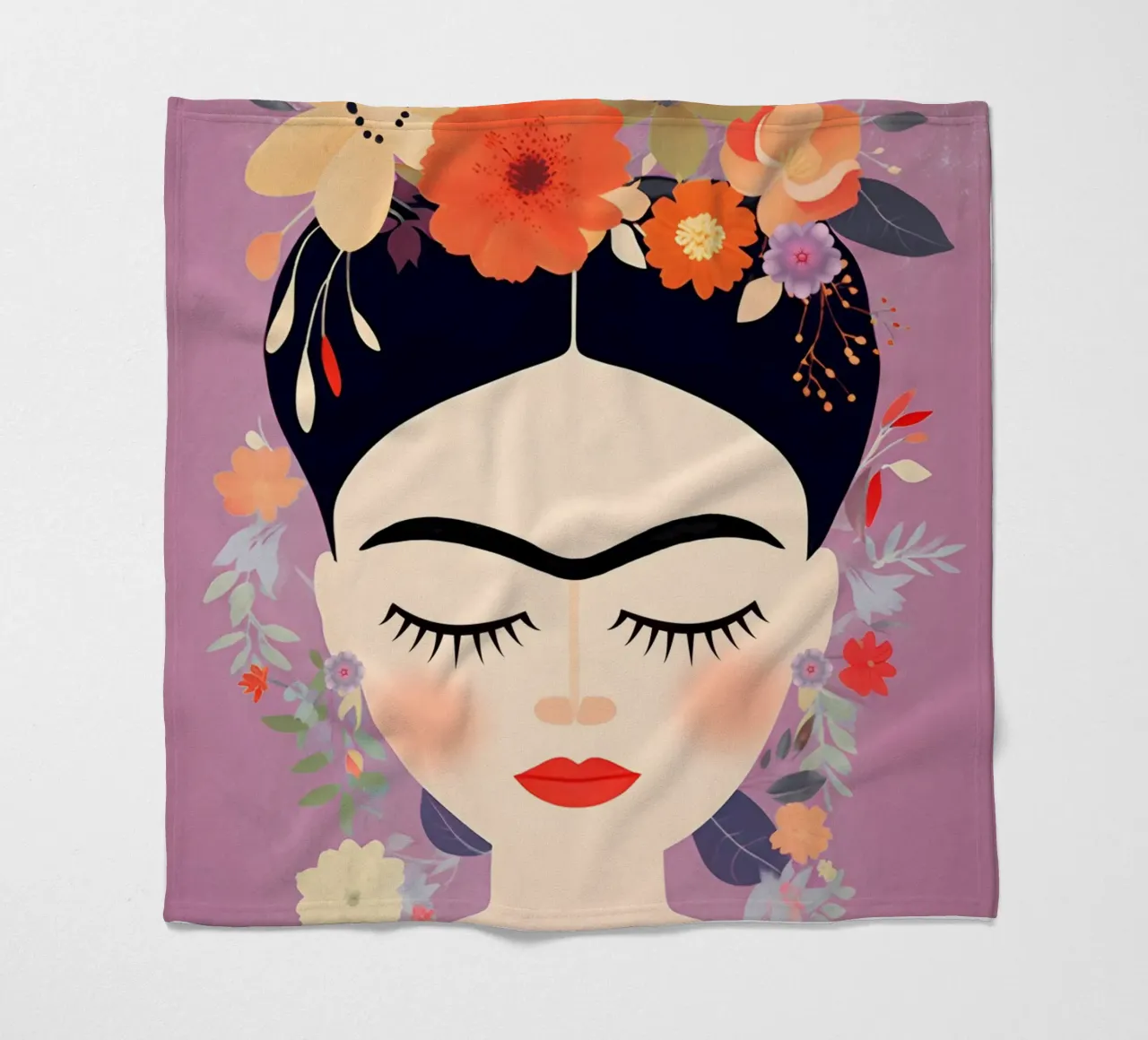 Fleuri Délicatement rose Frida plaid polaire de Carinaprint