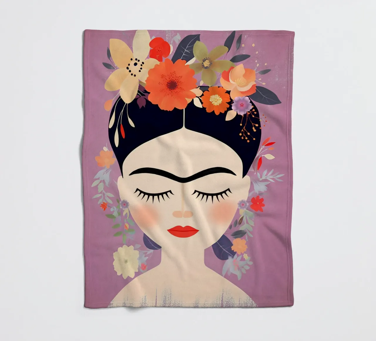 Fleuri Délicatement rose Frida plaid polaire de Carinaprint