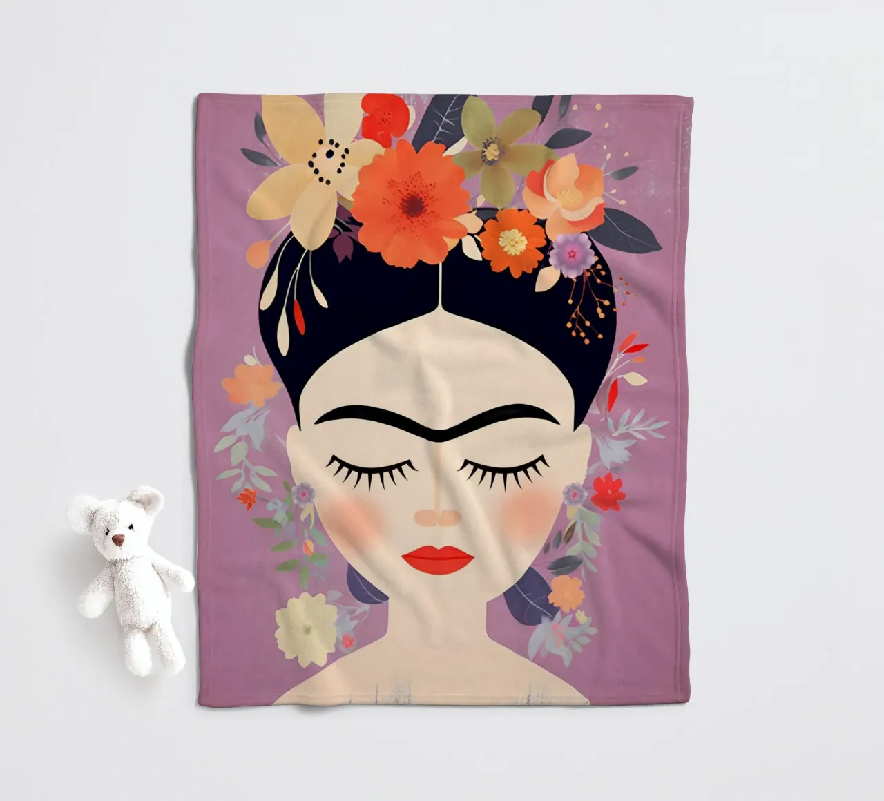 Fleuri Délicatement rose Frida plaid polaire de Carinaprint