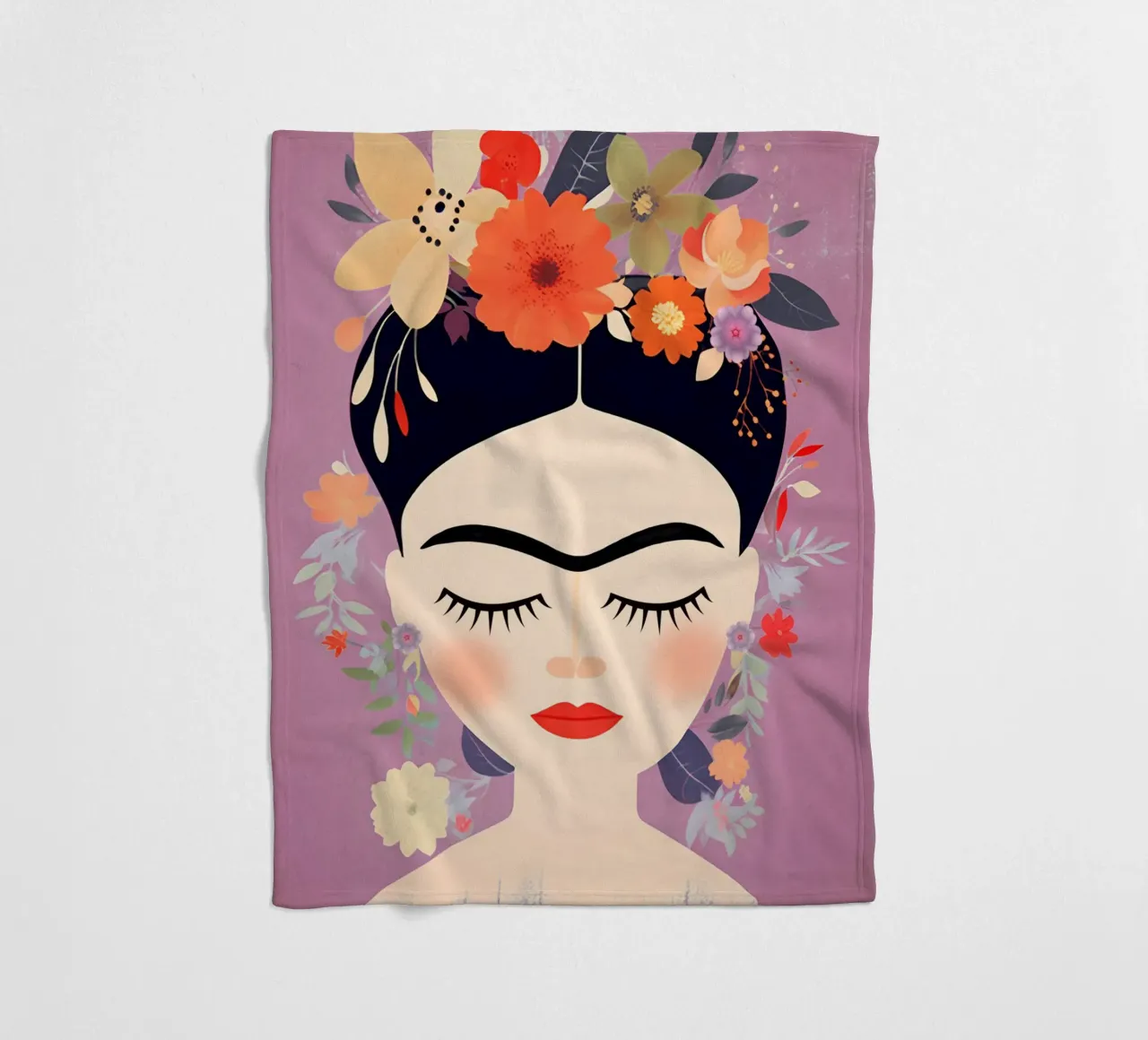 Fleuri Délicatement rose Frida plaid polaire de Carinaprint