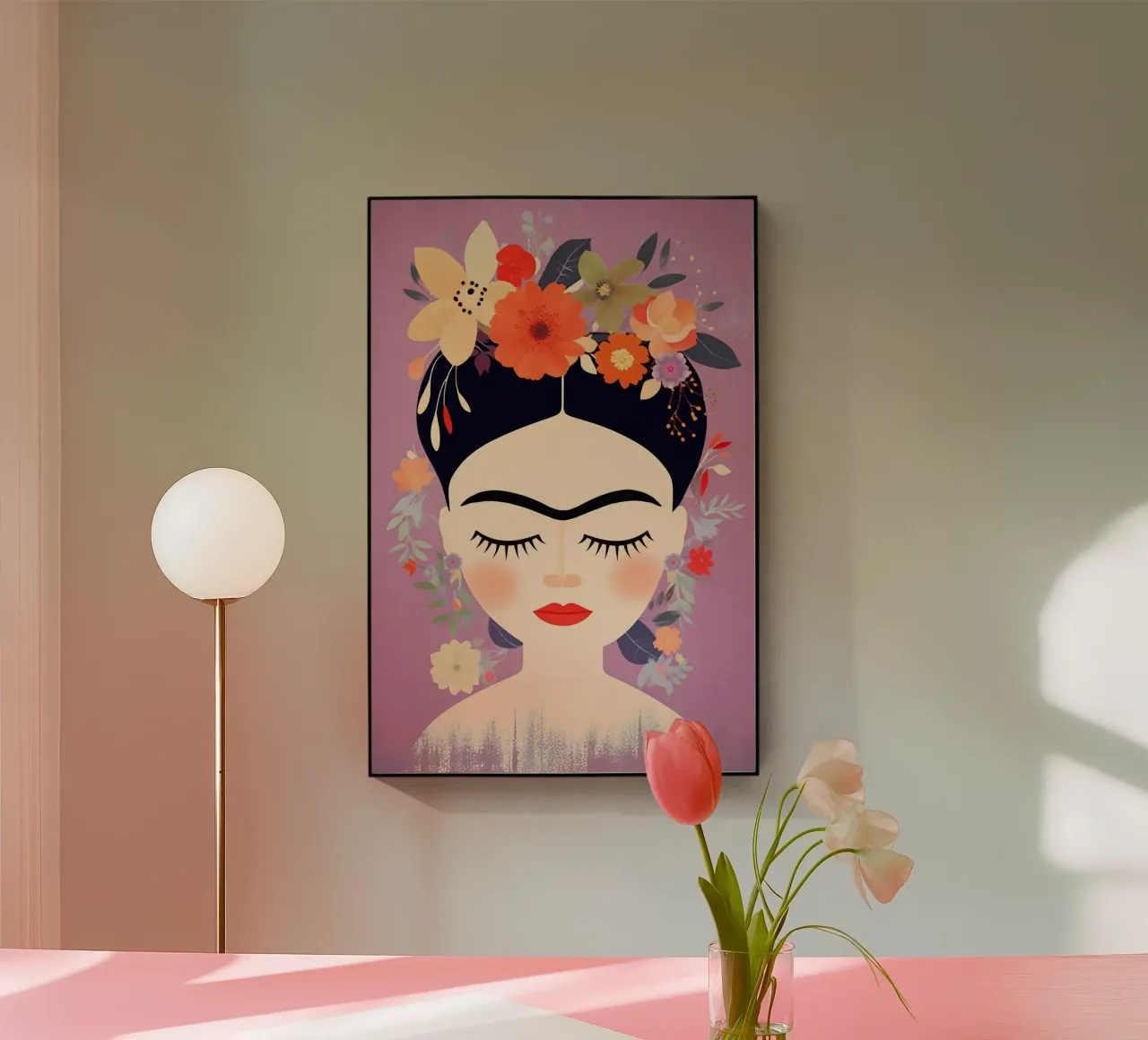 Floral soft pink Frida Acryl-Glas von Carinaprint