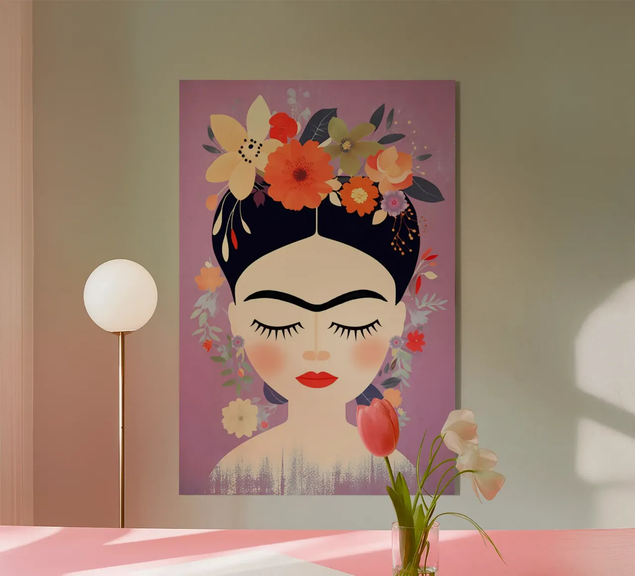 Floral soft pink Frida Acryl-Glas von Carinaprint