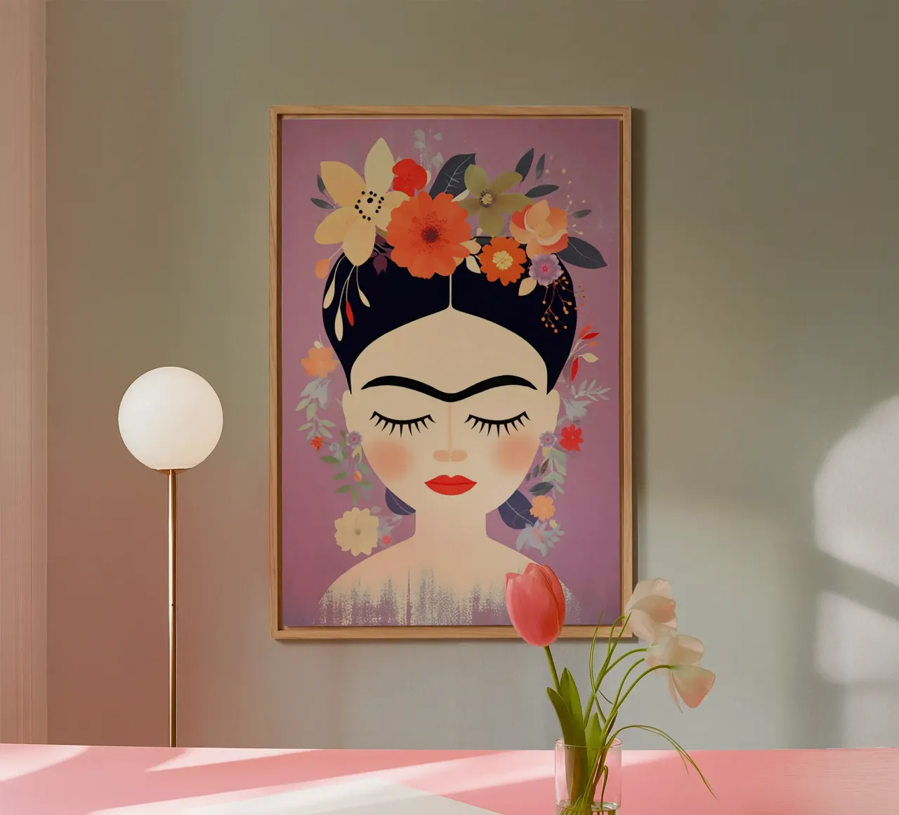 Fleuri Délicatement rose Frida panneau forex de Carinaprint