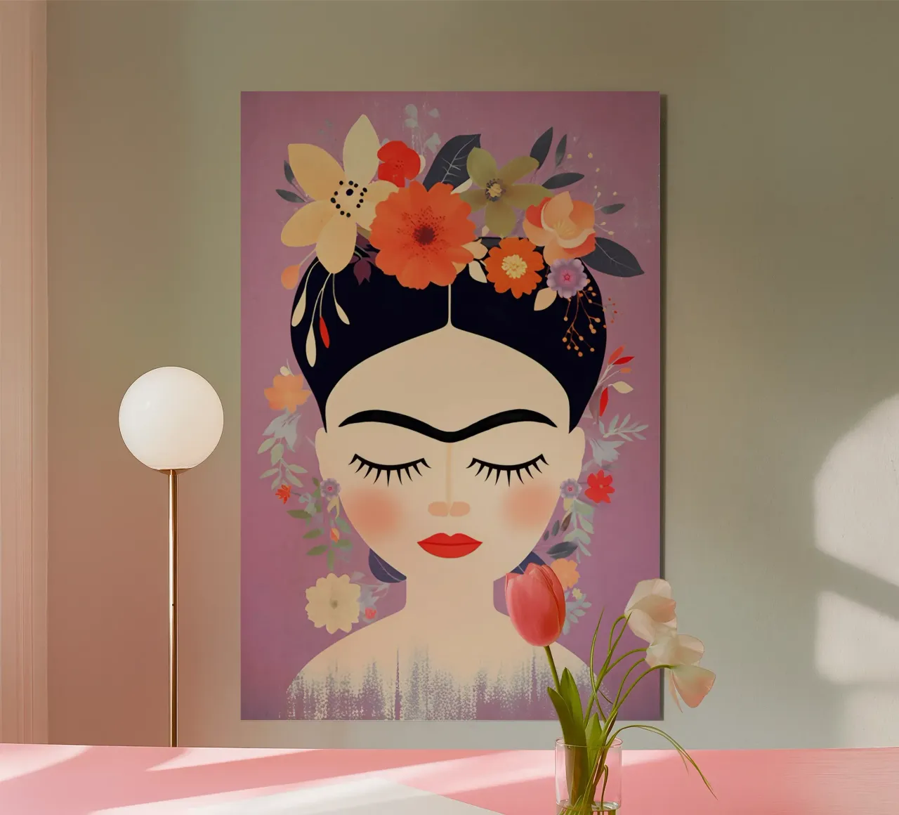 Fleuri Délicatement rose Frida panneau forex de Carinaprint