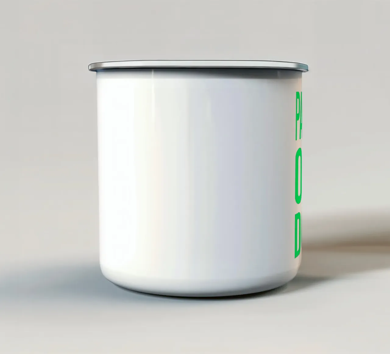 OVER series - bold letters, brave values (5 colors) tazza in smalto da FRICKE DESIGN