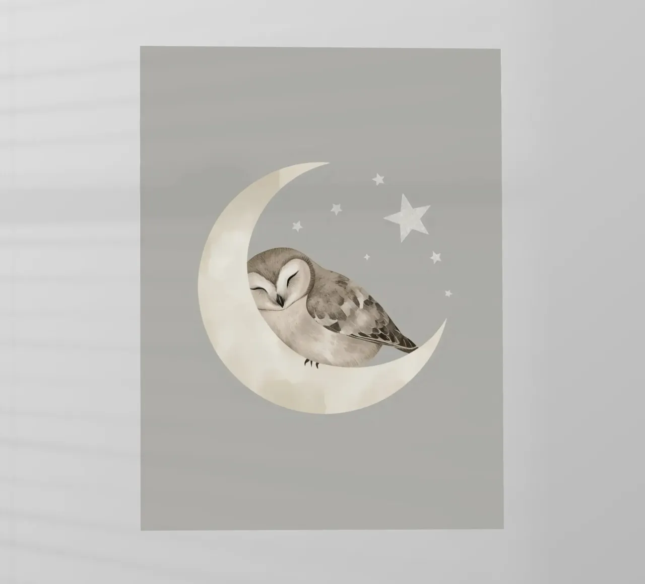 Simpatico gufo addormentato sulla mezzaluna con le stelle pellicola backlit da DesignDoodle