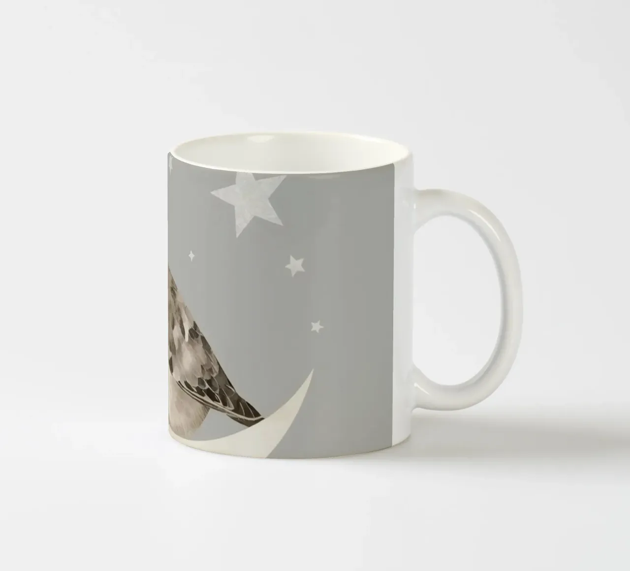 Simpatico gufo addormentato sulla mezzaluna con le stelle tazza in ceramica da DesignDoodle