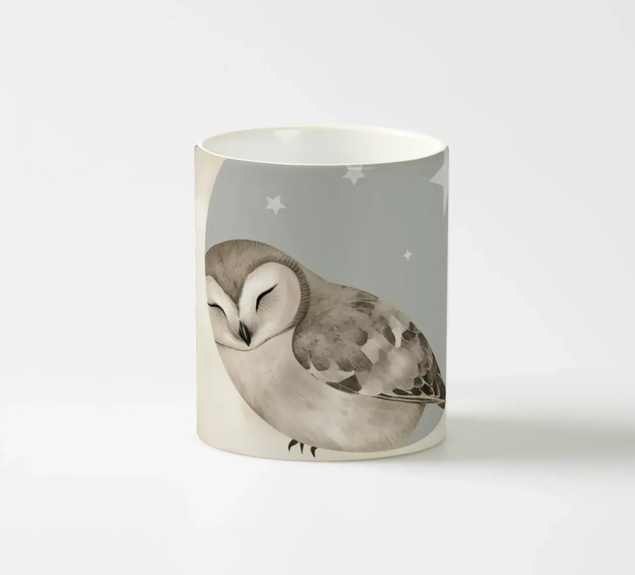 Simpatico gufo addormentato sulla mezzaluna con le stelle tazza in ceramica da DesignDoodle