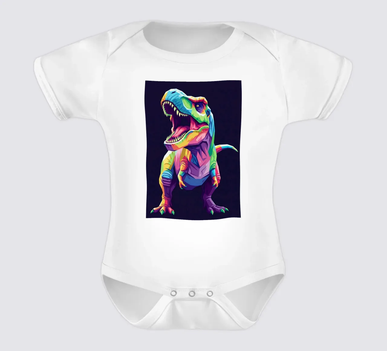 T-REX colorato pop art body neonato maniche corte da Wild Life studio