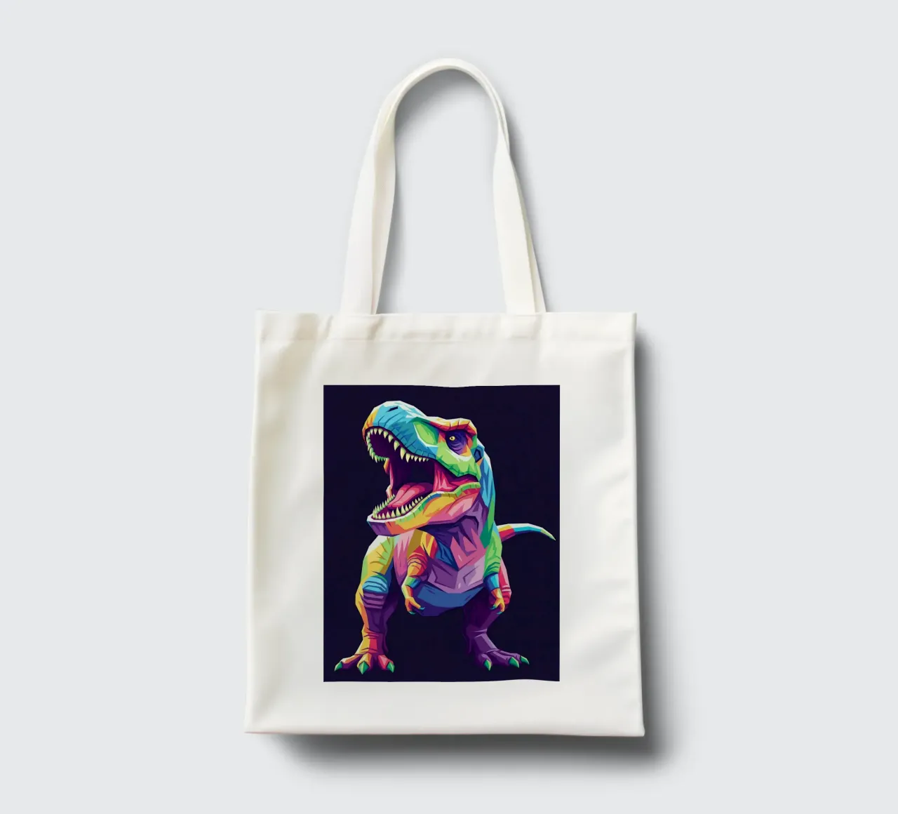 T-REX colorato pop art borsa in juta da Wild Life studio