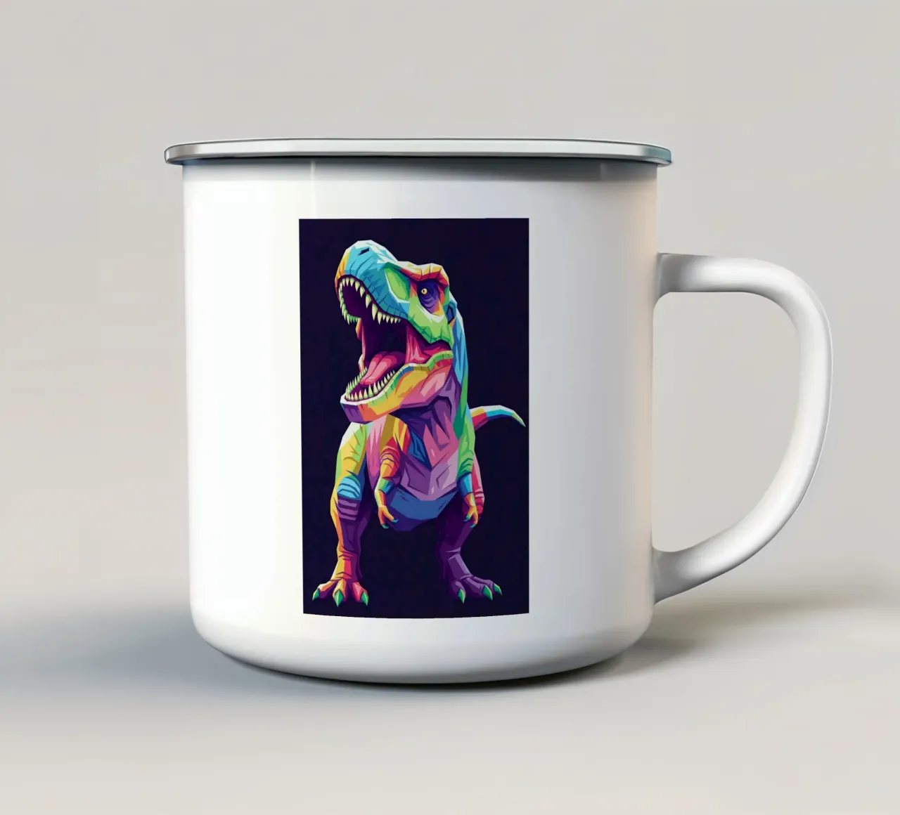 T-REX colorato pop art tazza in smalto da Wild Life studio