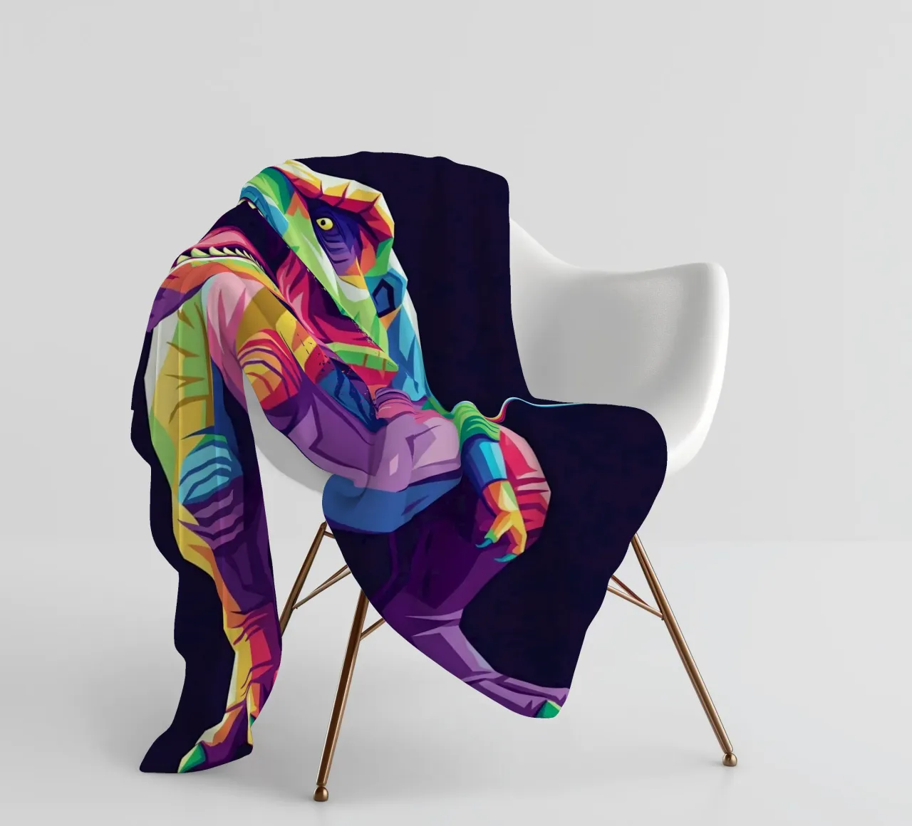 T-REX colorato pop art coperta in pile da Wild Life studio