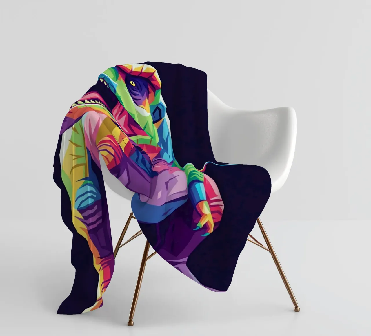 T-REX colorato pop art coperta in pile da Wild Life studio
