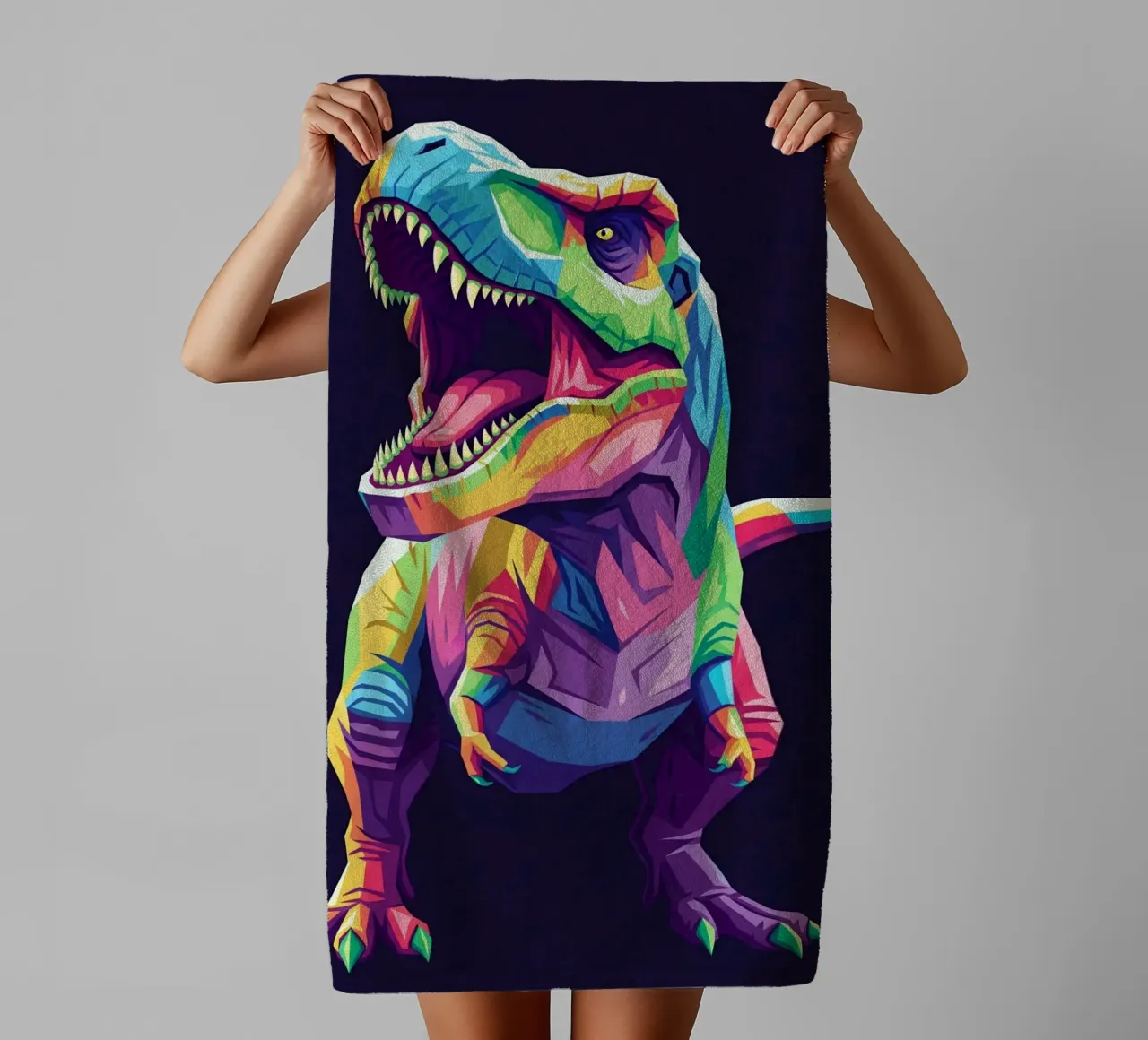 T-REX colorato pop art asciugamano da bagno da Wild Life studio