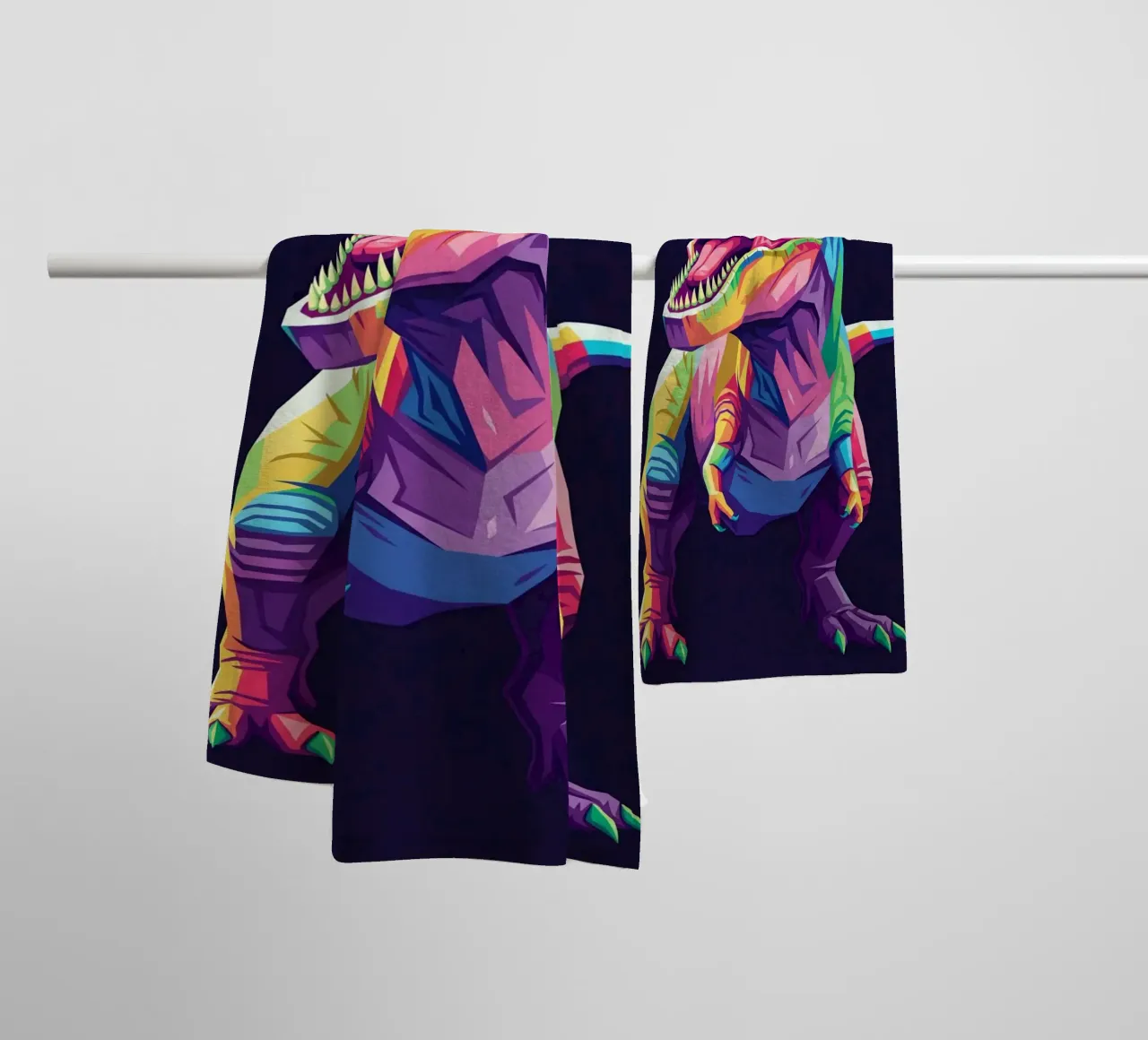 T-REX colorato pop art asciugamano da bagno da Wild Life studio