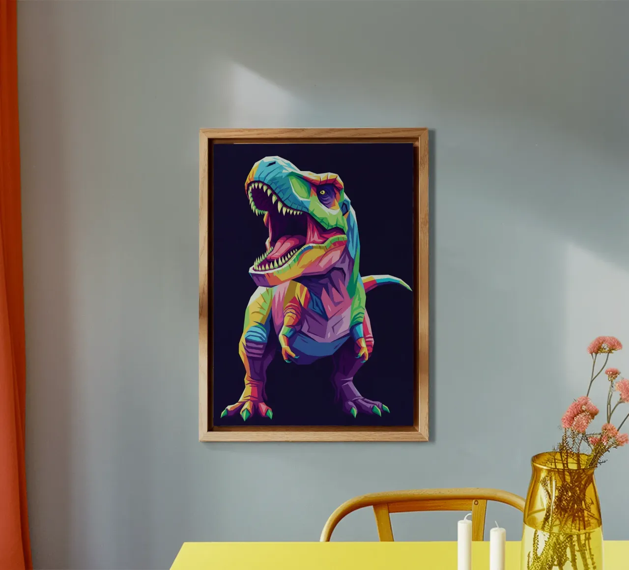 T-REX colorato pop art alluminio dibond da Wild Life studio