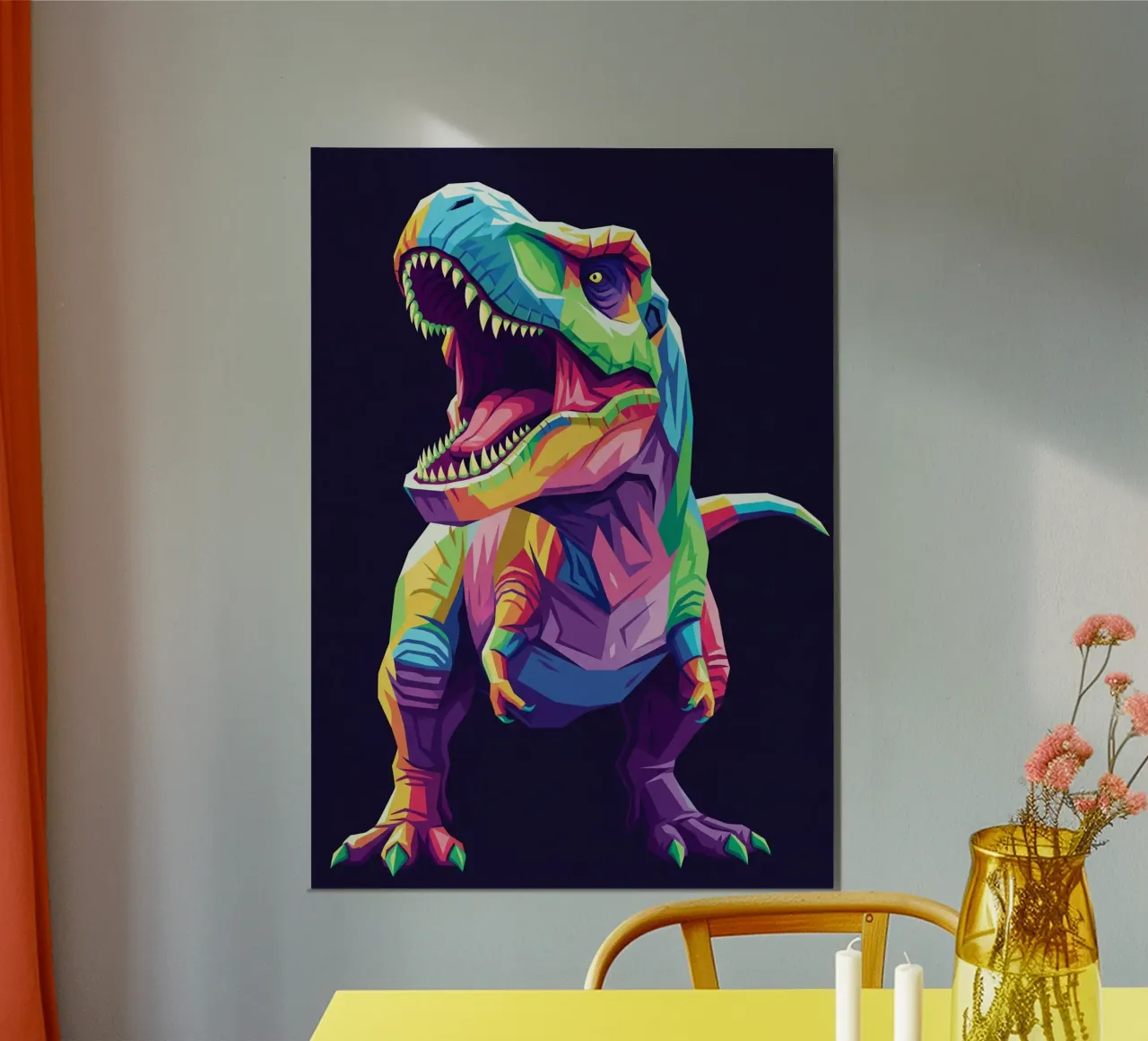 T-REX colorato pop art alluminio dibond da Wild Life studio