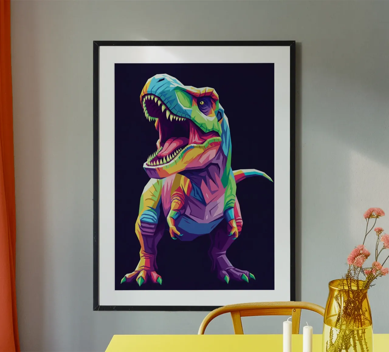T-REX colorato pop art carta hahnemühle da Wild Life studio