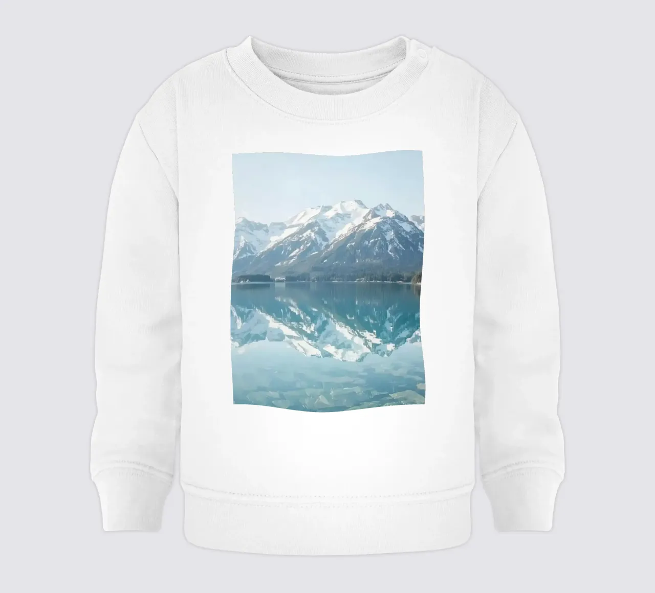 Montagne innevate che si riflettono in un lago calmo con una foresta. felpa neonato da DesignDoodle