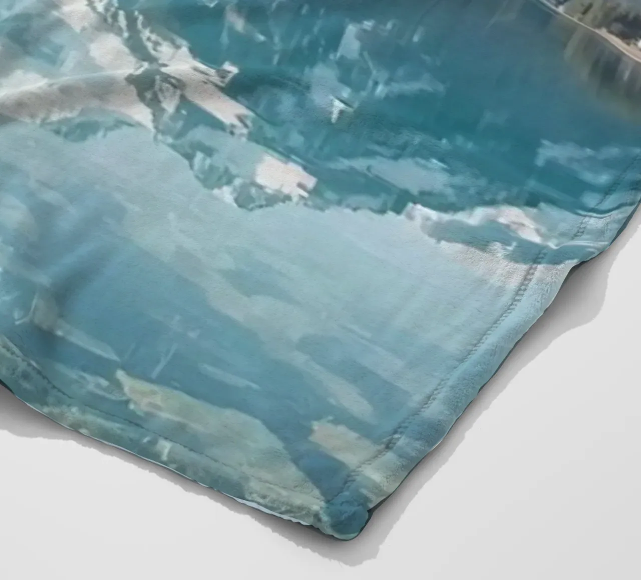 Snow-capped Mountains Reflected in a Calm Lake with Forested fleece blanket by DesignDoodle