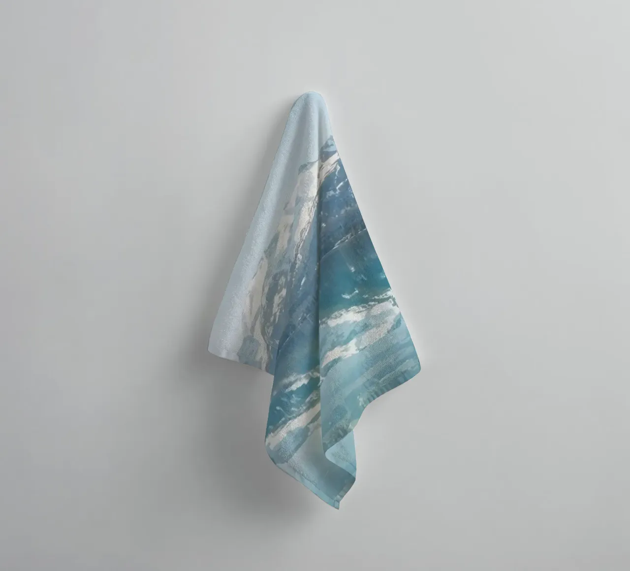Snow-capped Mountains Reflected in a Calm Lake with Forested towel by DesignDoodle