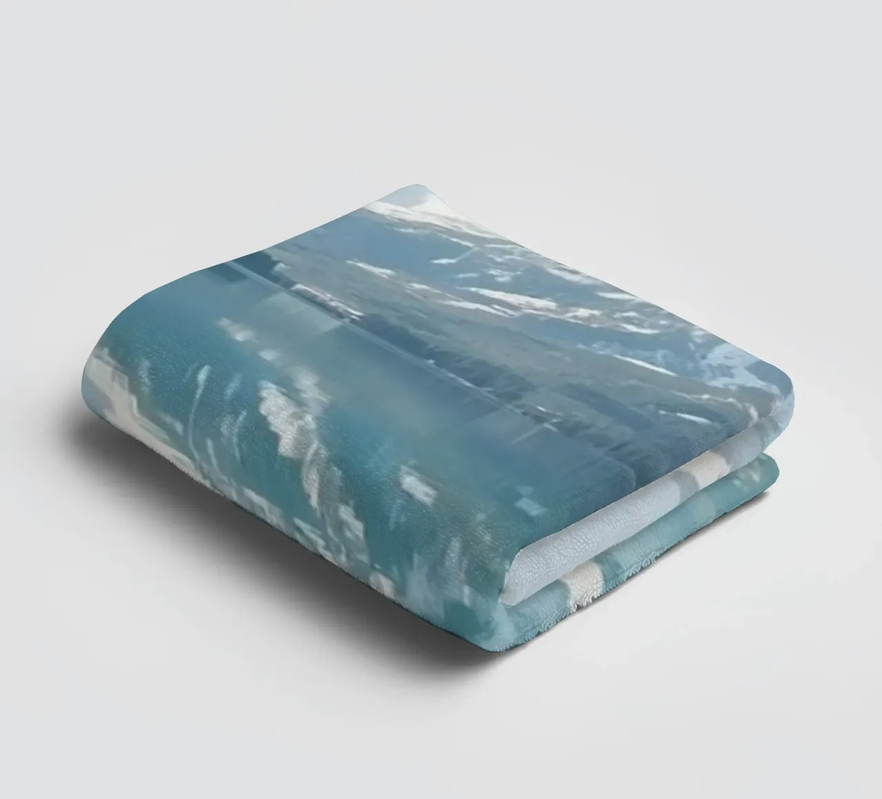 Snow-capped Mountains Reflected in a Calm Lake with Forested towel by DesignDoodle