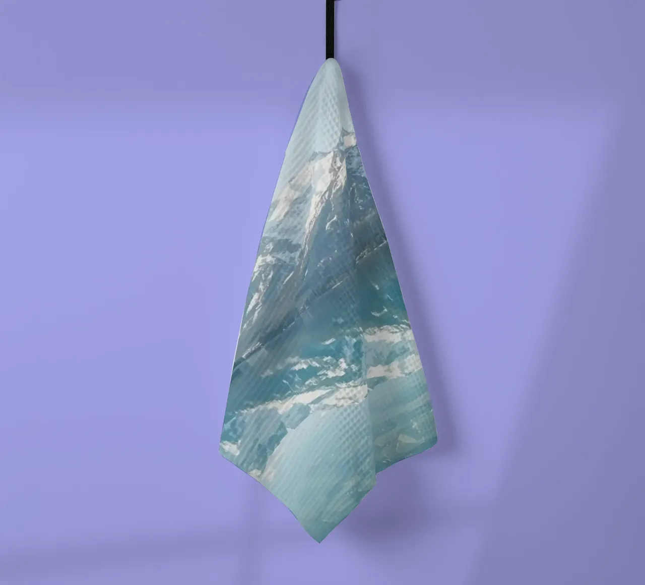 Snow-capped Mountains Reflected in a Calm Lake with Forested tea towel by DesignDoodle