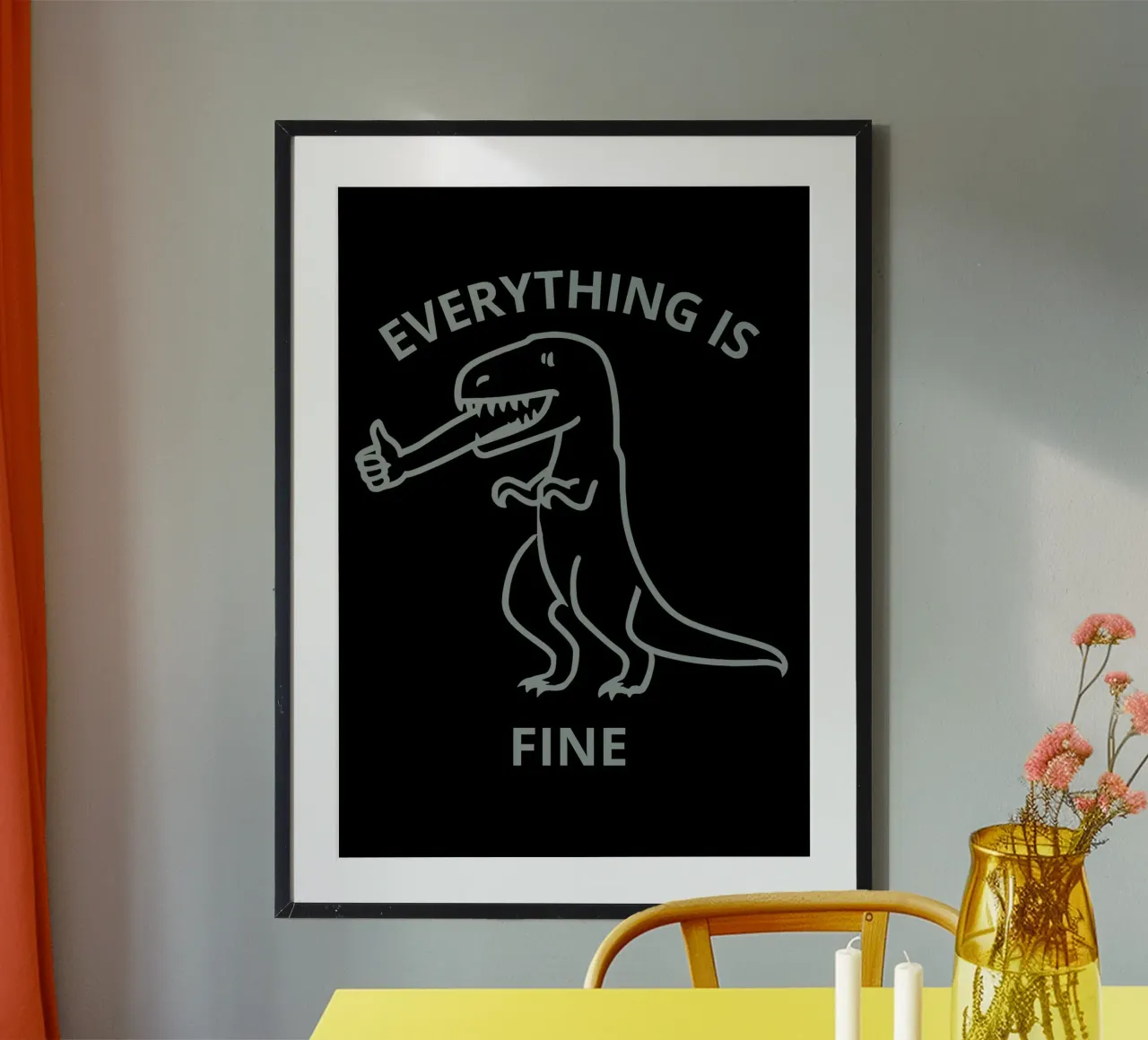 Everything is Fine T-Rex carta hahnemühle da ramosashop
