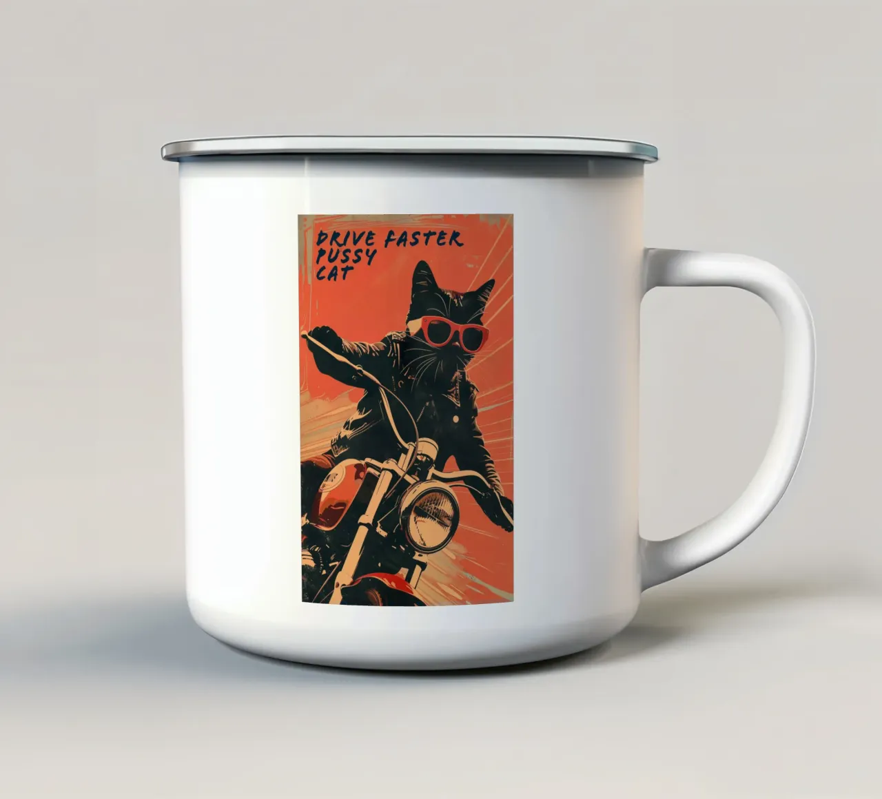 Drive Faster Pussy Cat tazza in smalto da Autofocus