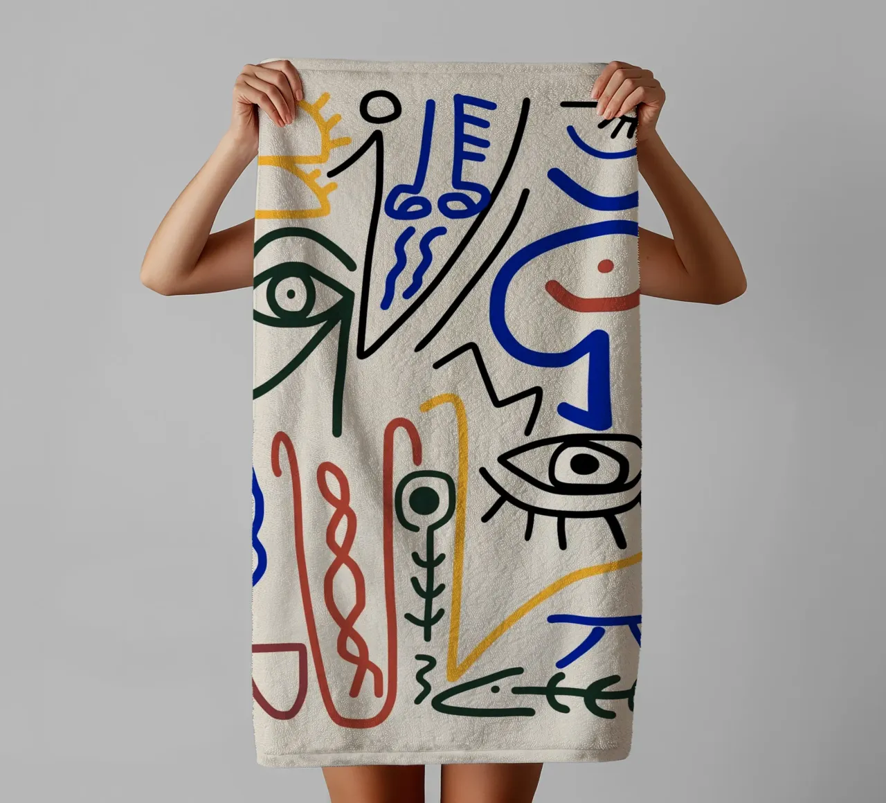 Maximalist line art 13 towel by Little Dean