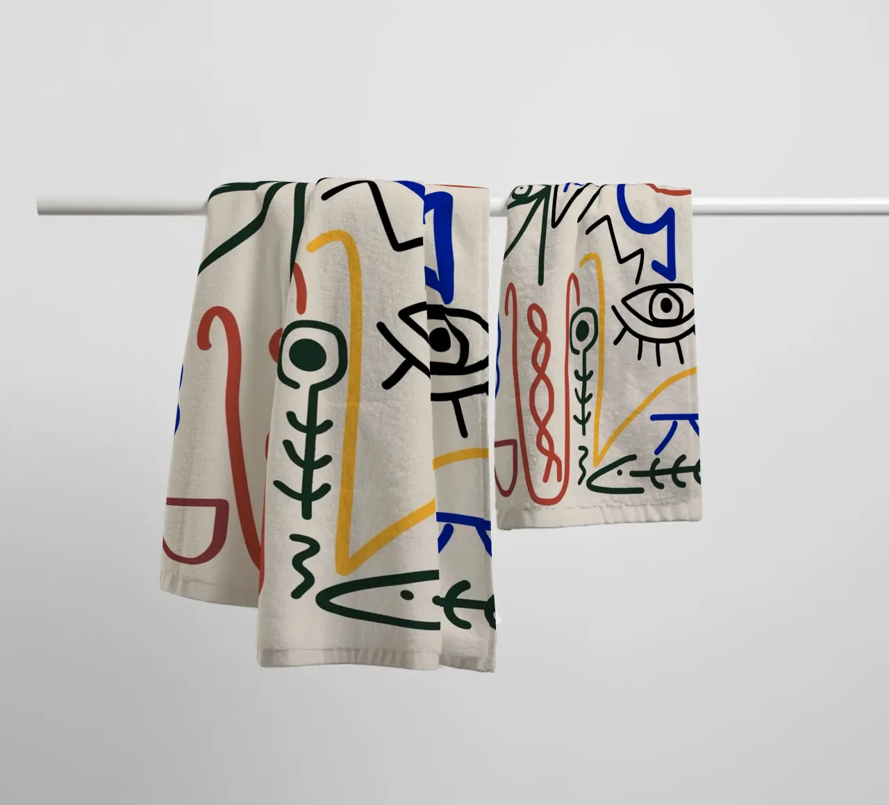 Maximalist line art 13 towel by Little Dean
