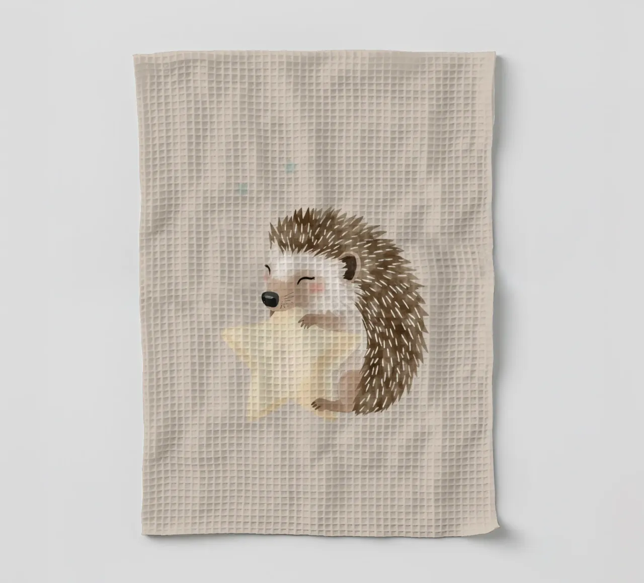 Mignon hérisson endormi serrant une étoile dans ses bras torchon de DesignDoodle