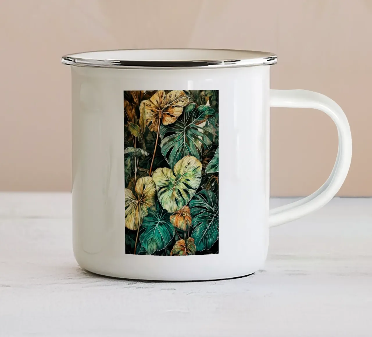 Foglie palme natura arte C tazza in smalto da Justyna Jaszke JBJart