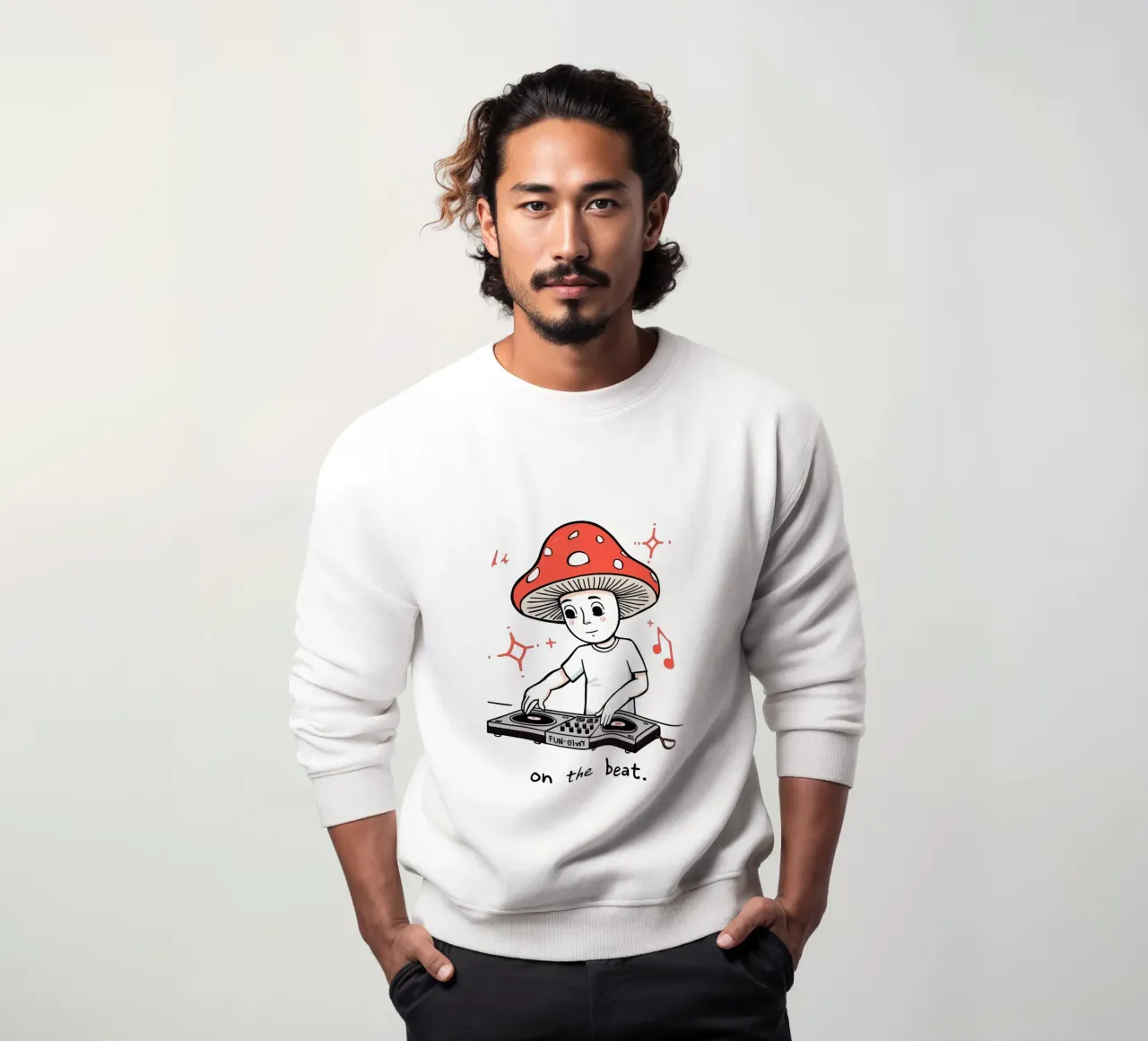 DJ con la testa a fungo felpa da DesignDoodle