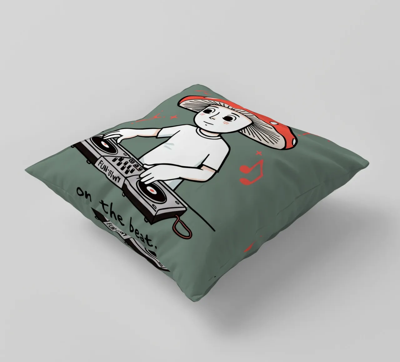 DJ con la testa a fungo cuscino da DesignDoodle