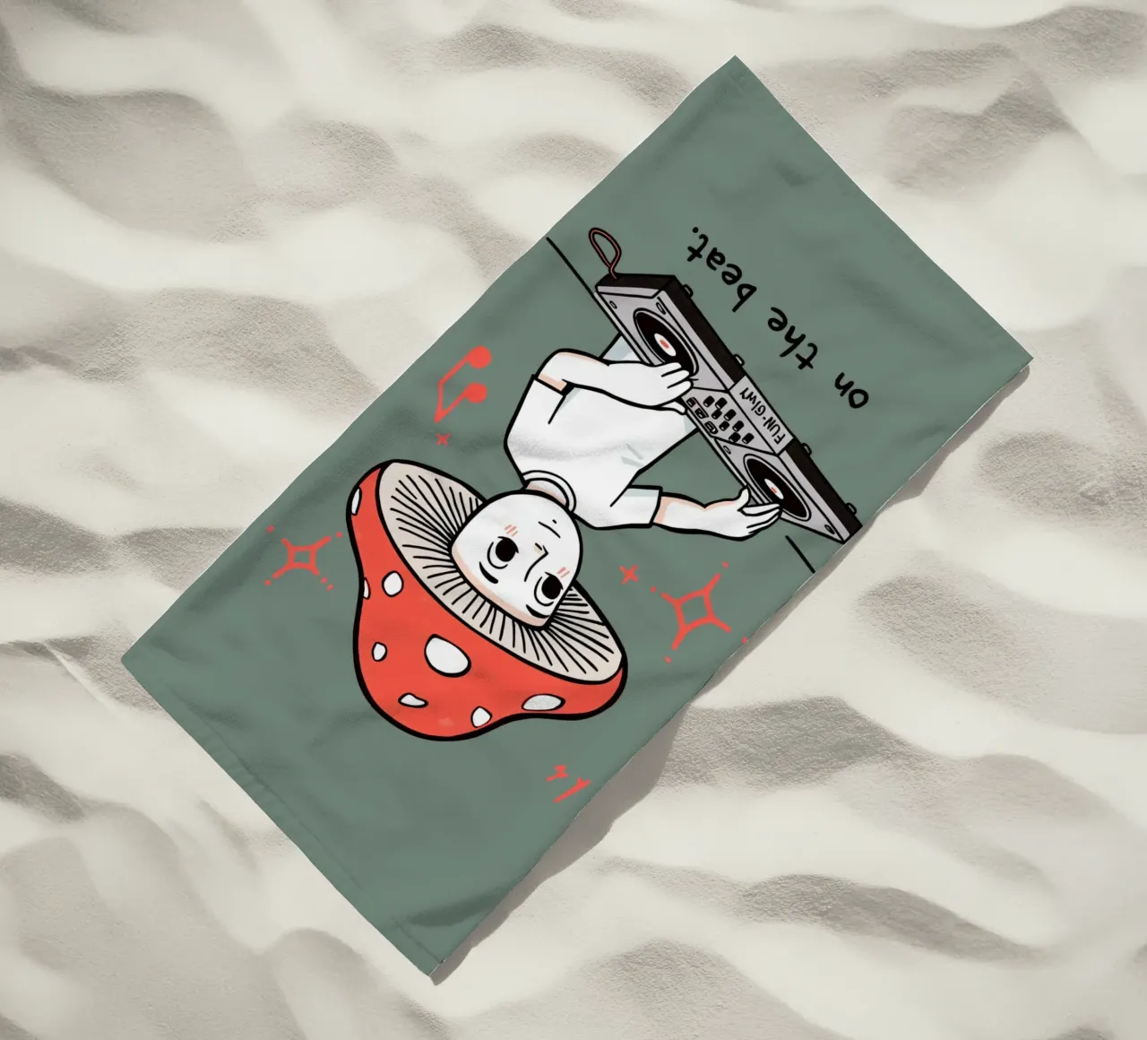 DJ con la testa a fungo telo mare da DesignDoodle