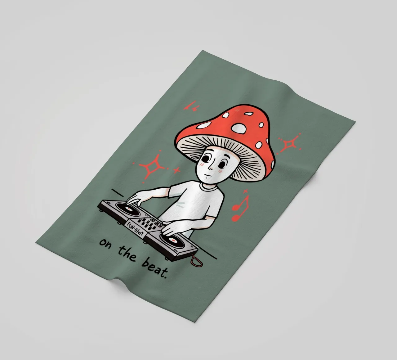 DJ con la testa a fungo telo mare da DesignDoodle