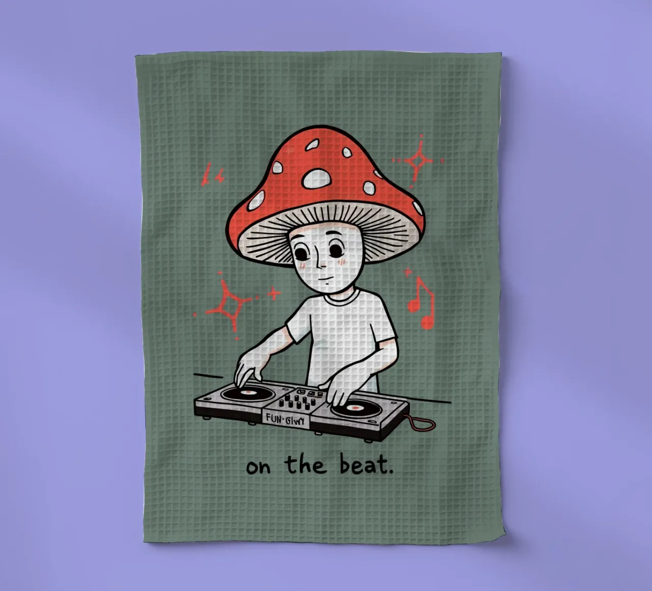 DJ con la testa a fungo canovaccio da cucina da DesignDoodle