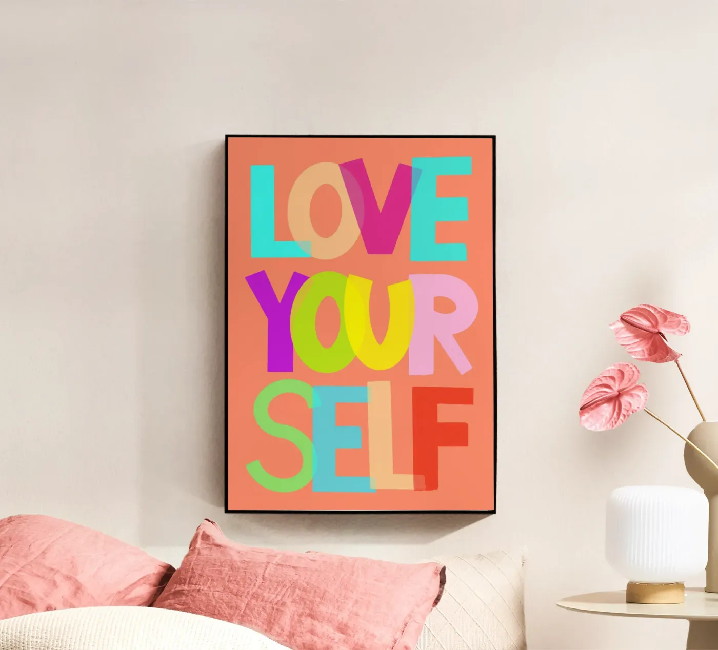 Ama te stesso: Tipografia, Arte moderna, Illustrazione, Fatto a mano plexiglass da Art House