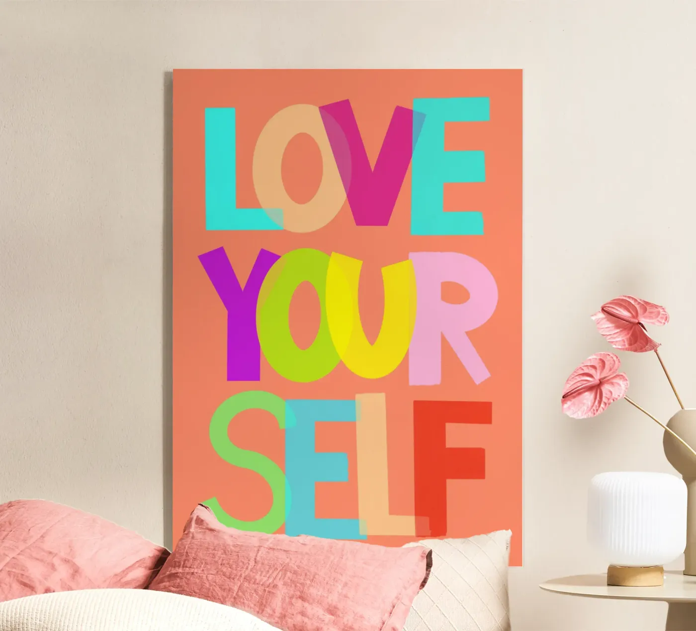 Ama te stesso: Tipografia, Arte moderna, Illustrazione, Fatto a mano plexiglass da Art House