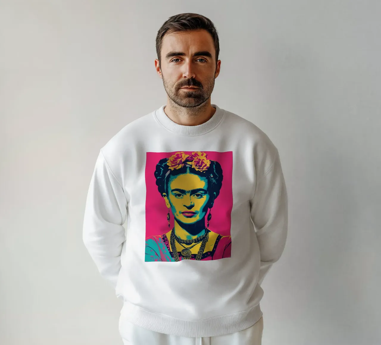 Frida Kahlo Pink Pop Art felpa da Autofocus