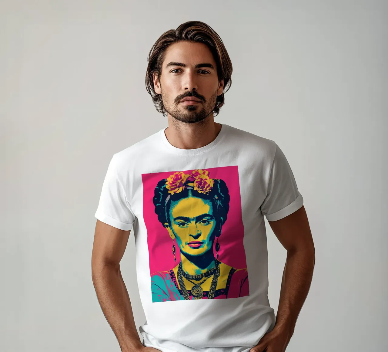 Frida Kahlo Pink Pop Art t-shirt by Autofocus