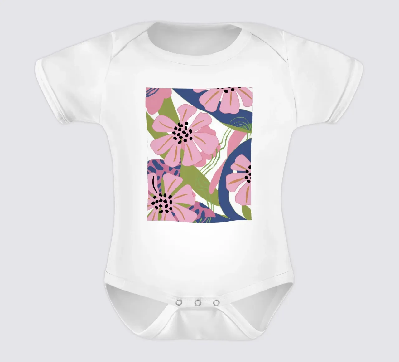 Pink Poppy Pattern body neonato maniche corte da Kala Martir
